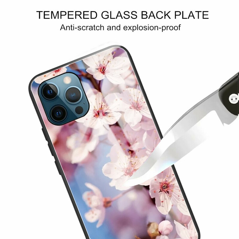 iPhone 13 Pro Max Capa de vidro temperado Flores realistas