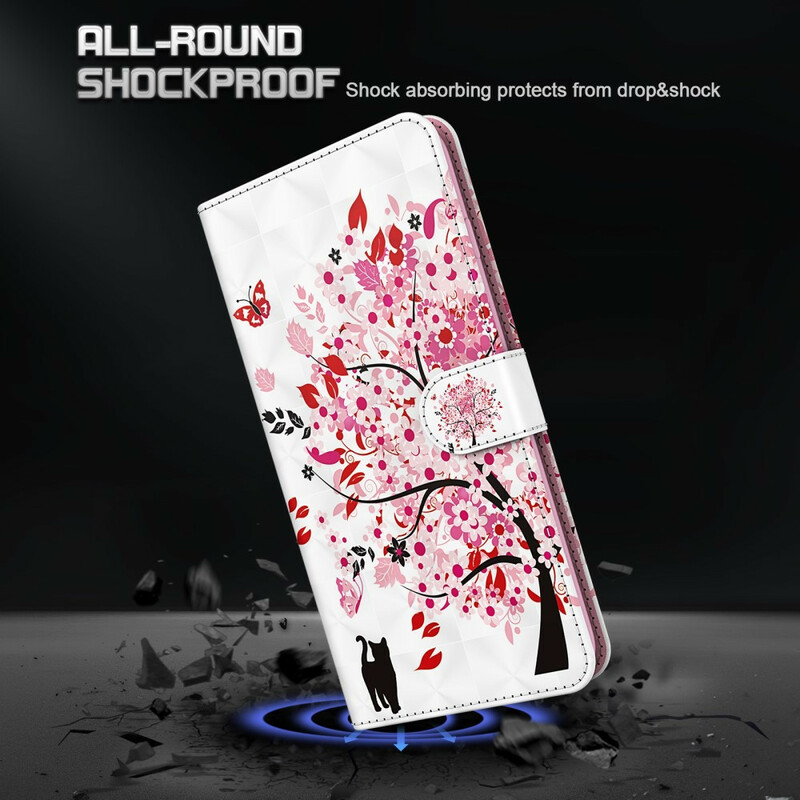 Capa para iPhone 13 Pro Max Pink Tree e Black Cat