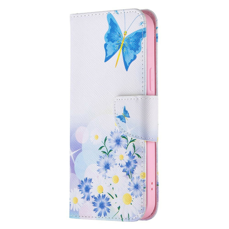 Capa para iPhone 13 Pro Max Butterflies e Flores Pintadas