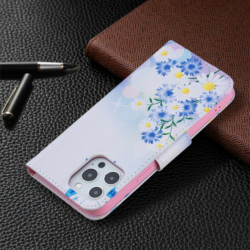 Capa para iPhone 13 Pro Max Butterflies e Flowers Painted