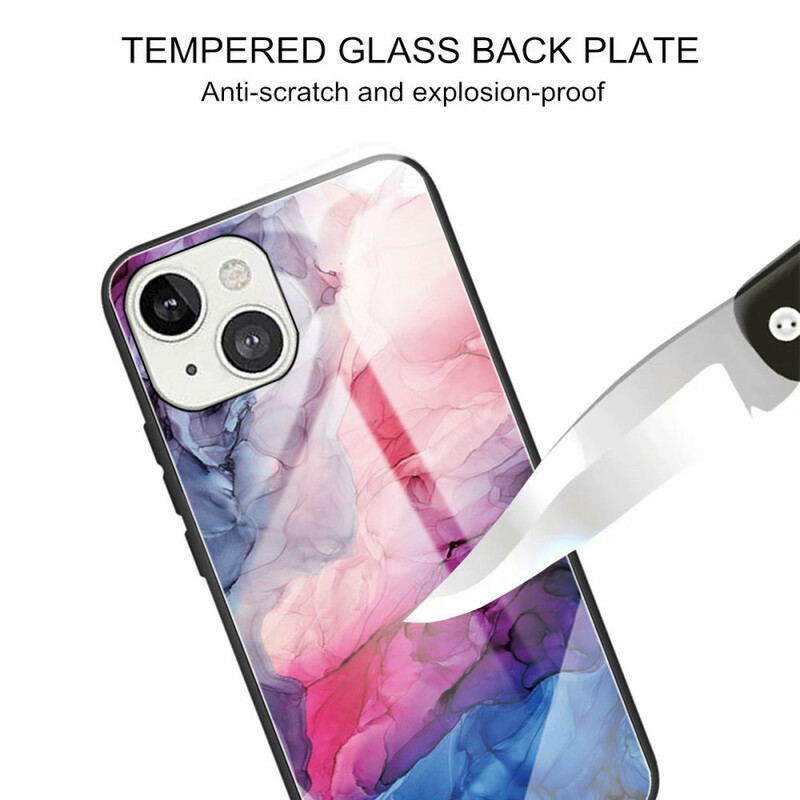 iPhone 13 Capa dura de vidro de mármore