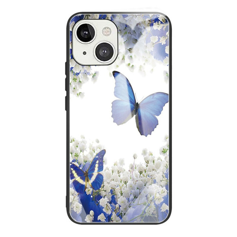 iPhone 13 Capa de design de borboleta de vidro temperado