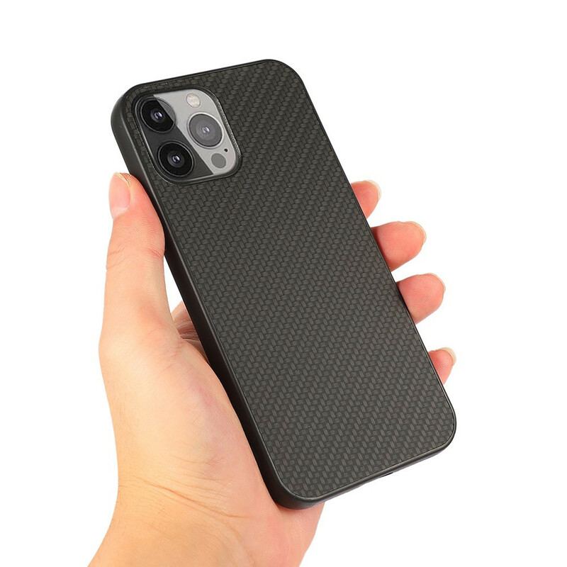 iPhone 13 Pro Max Case Leather Texture efeito couro de fibra de carbono