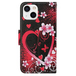 iPhone 13 Case Flowers and Hearts with Strap