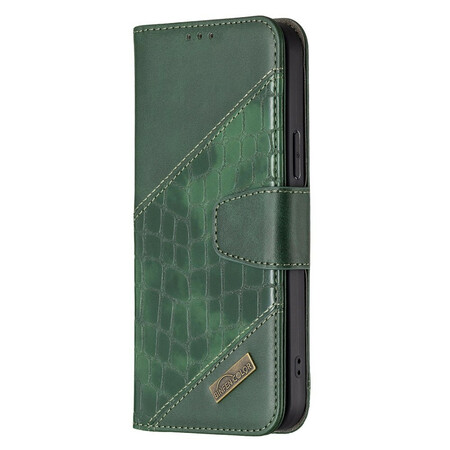 Capa para iPhone 13 Pro Max Efeito Crocodilo Clássico Efeito Pele de Crocodilo