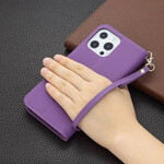 Capa para iPhone 13 Pro Max Coloured Lychee Leather Effect with Strap