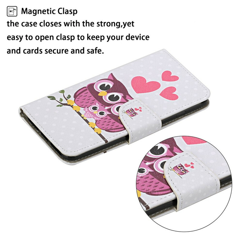 iPhone 13 Capa da família Owl com Lanyard