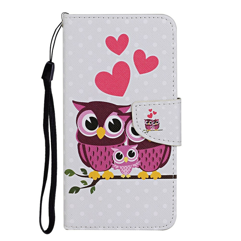 iPhone 13 Capa da família Owl com Lanyard