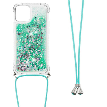 iPhone 13 Capa Glitter com Lanyard