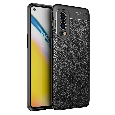 OnePlus Nord 2 5G Capa de Efeito Couro Lychee Linha Dupla