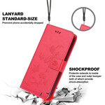 Capa para iPhone 13 Borboletas e Flores com Lanyard