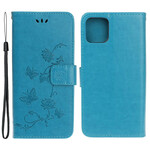 Capa para iPhone 13 Borboletas e Flores com Lanyard