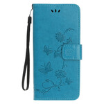Capa para iPhone 13 Borboletas e Flores com Lanyard