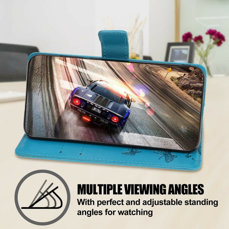 Capa para iPhone 13 Borboletas e Flores com Lanyard