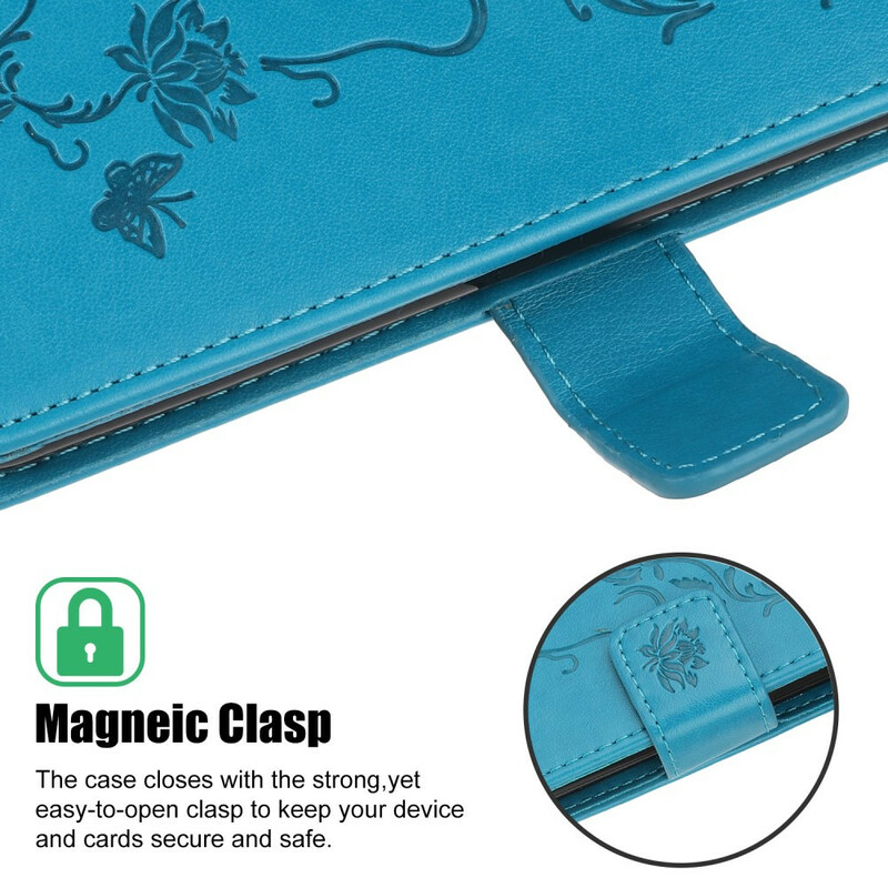 Capa para iPhone 13 Borboletas e Flores com Lanyard