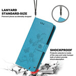 Capa para iPhone 13 Borboletas e Flores com Lanyard