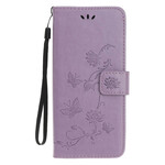 Capa para iPhone 13 Borboletas e Flores com Lanyard