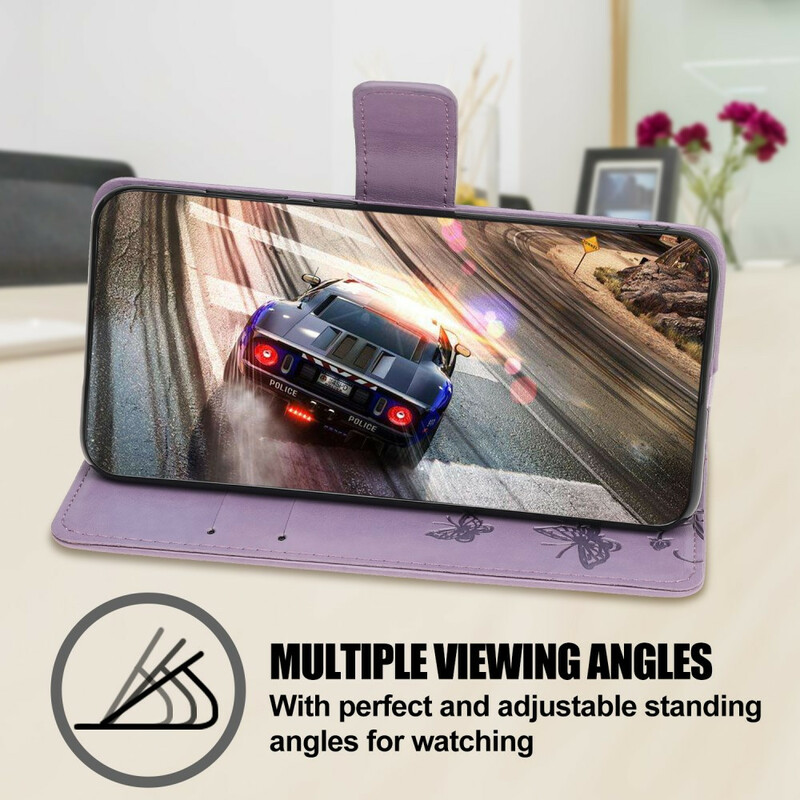 Capa para iPhone 13 Borboletas e Flores com Lanyard