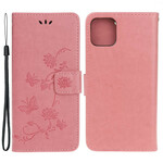 Capa para iPhone 13 Borboletas e Flores com Lanyard