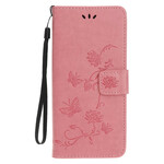Capa para iPhone 13 Borboletas e Flores com Lanyard