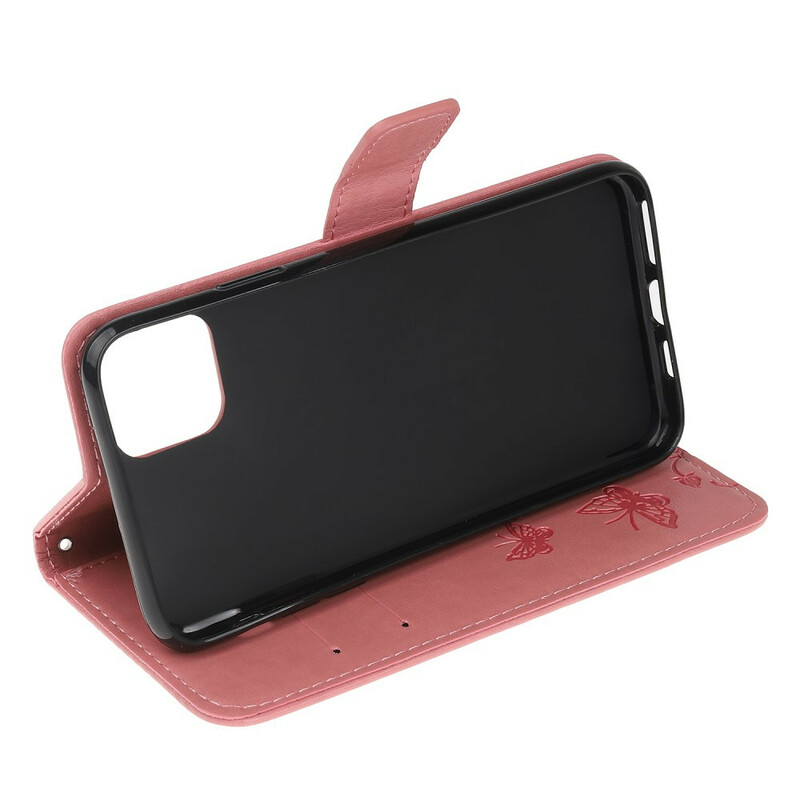 Capa para iPhone 13 Borboletas e Flores com Lanyard