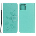 Capa para iPhone 13 Borboletas e Flores com Lanyard