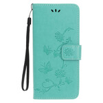 Capa para iPhone 13 Borboletas e Flores com Lanyard