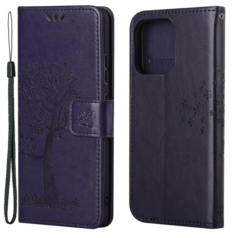 Capa para iPhone 13 Árvore e Corujas com Lanyard