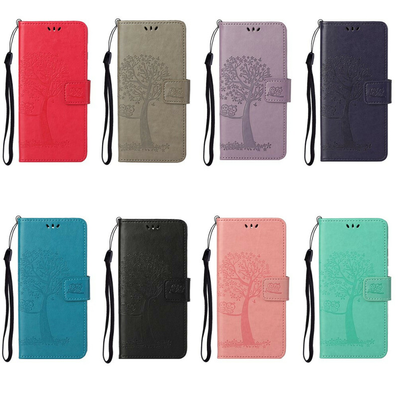 Capa para iPhone 13 Árvore e Corujas com Lanyard