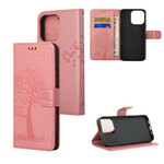 Capa para iPhone 13 Árvore e Corujas com Lanyard