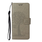 Capa para iPhone 13 Árvore e Corujas com Lanyard