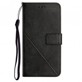 iPhone 13 Capa de cinta geométrica em pele