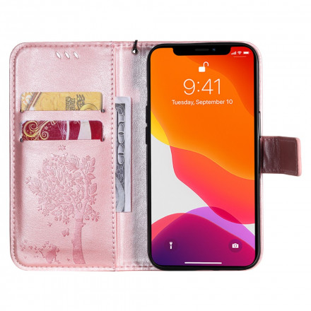 Capa para iPhone 13 Árvore e Gato com Lanyard