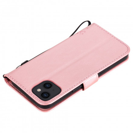 Capa para iPhone 13 Árvore e Gato com Lanyard