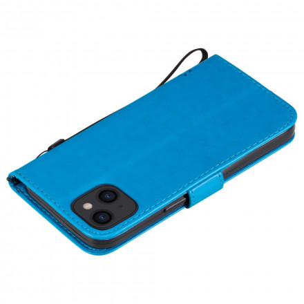 Capa para iPhone 13 Árvore e Gato com Lanyard