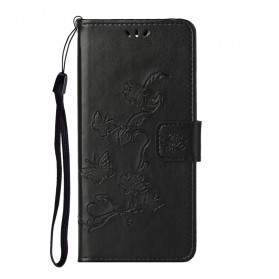 Capa Motorola Edge 20 Borboletas e Flores com Lanyard