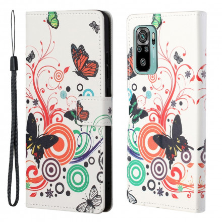 Xiaomi Redmi 10 Borboletas e Capa de CordÃ£o para Flores