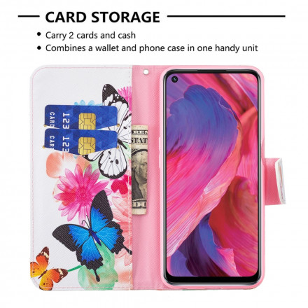 Capa contrário A54 5G / A74 5G Borboletas e Flores Pintadas