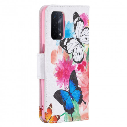 Capa contrário A54 5G / A74 5G Borboletas e Flores Pintadas