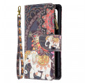 Capa de bolso do Elefante A94 5G em frente da capa de fecho de correr