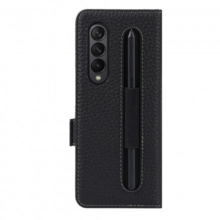 Samsung Galaxy Z Fold 3 5G Capa de pele Lychee Genuína