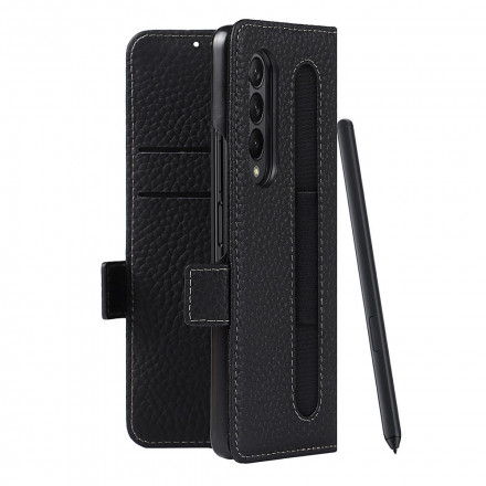 Samsung Galaxy Z Fold 3 5G Capa de pele Lychee Genuína