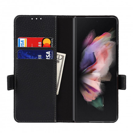 Samsung Galaxy Z Fold 3 5G Capa de pele Lychee Genuína