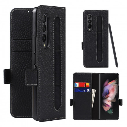 Samsung Galaxy Z Fold 3 5G Capa de pele Lychee Genuína