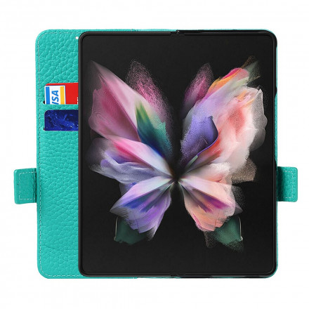 Samsung Galaxy Z Fold 3 5G Capa de pele Lychee Genuína