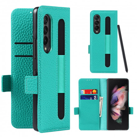 Samsung Galaxy Z Fold 3 5G Capa de pele Lychee Genuína