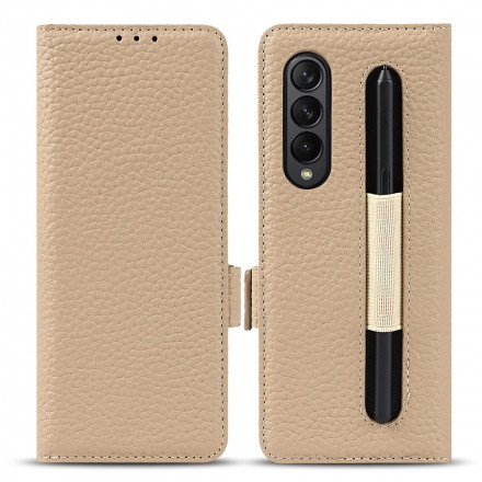 Samsung Galaxy Z Fold 3 5G Capa de pele Lychee Genuína