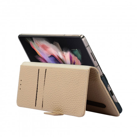 Samsung Galaxy Z Fold 3 5G Capa de pele Lychee Genuína