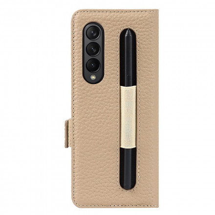 Samsung Galaxy Z Fold 3 5G Capa de pele Lychee Genuína