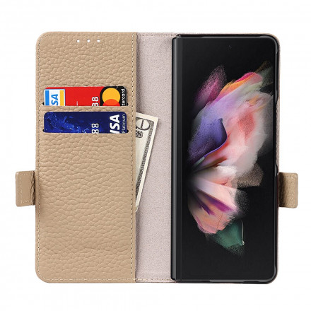 Samsung Galaxy Z Fold 3 5G Capa de pele Lychee Genuína